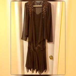 S.L. Fashions dress & jacket w rhinestone accents